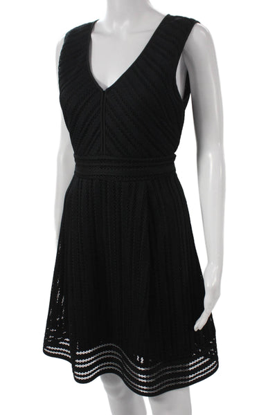 J Crew Women A-Line Black V-Neck Sleeveless Knee-Length Polyester Dress Size 8P