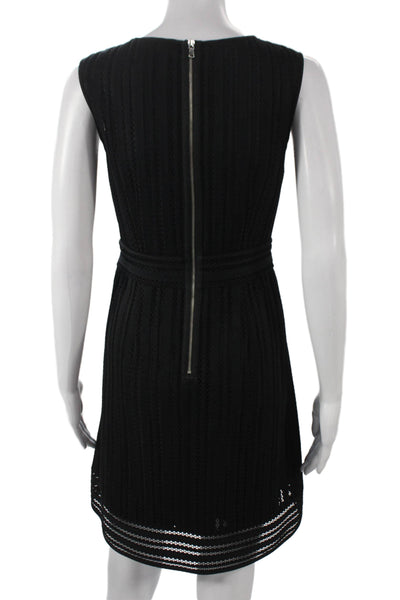 J Crew Women A-Line Black V-Neck Sleeveless Knee-Length Polyester Dress Size 8P