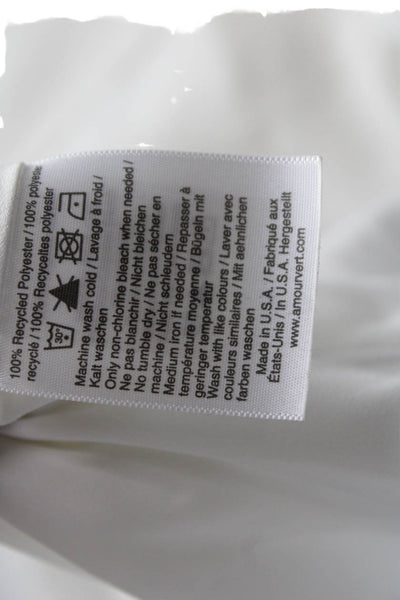Amour Vert Womens Fit & Flare Dress White Sleeveless Zip Round Neck Size S
