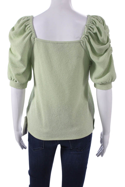 Vince Camuto Women Green Square Neck Short Sleeve Blouse Size XS
