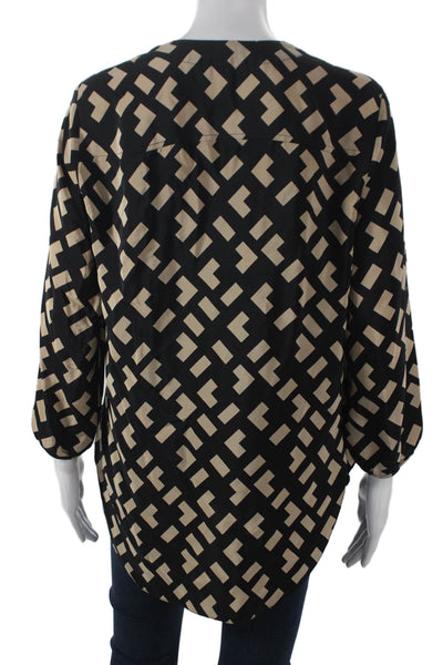 Amanda Uprichard Women Silk V-Neck Geometric Tunic Blouse Size S