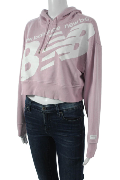 New Balance Women Pink Cotton Blend Hoodie Size S