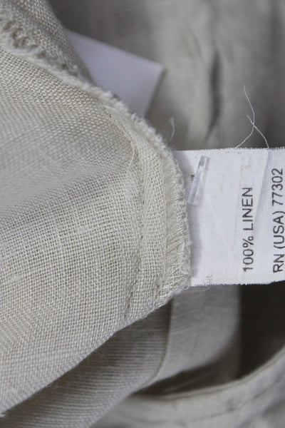 Zara Basic Womens Linen Collared Short Sleeve Beige Blouse Size XS