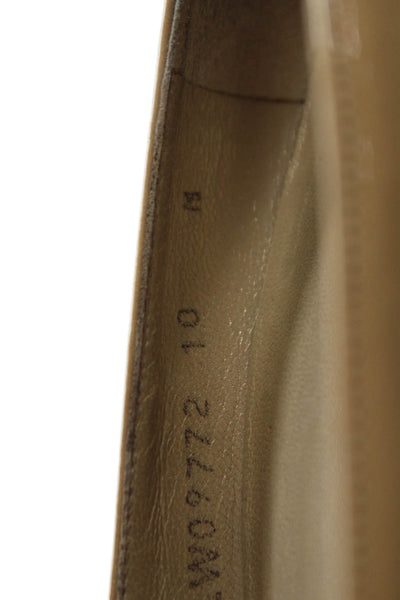 Stuart Weitzman Womens Patent Leather Pointed Toe Pumps Beige Size 10 Medium