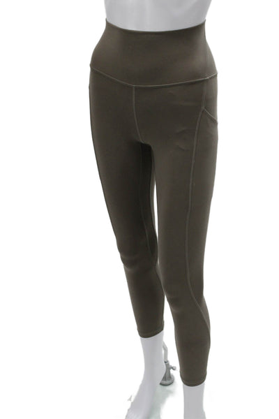 Lululemon Womens Ankle Leggings Brown Polyester Blend Pull On Size 2