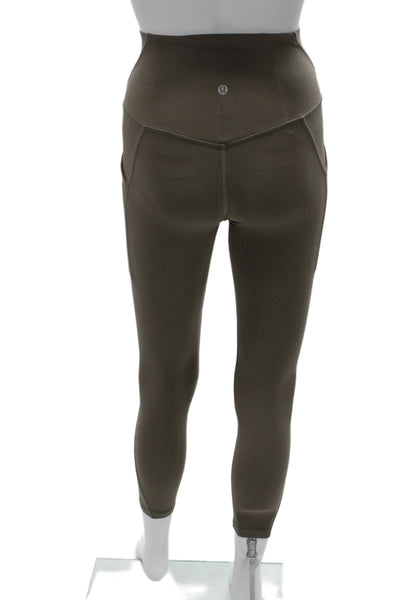 Lululemon Womens Ankle Leggings Brown Polyester Blend Pull On Size 2