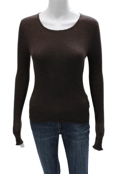 Naked Cashmere Women Brown Scoop Neck Long Sleeve Pullover Sweater Size S
