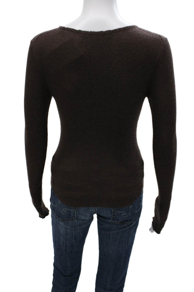 Naked Cashmere Women Brown Scoop Neck Long Sleeve Pullover Sweater Size S