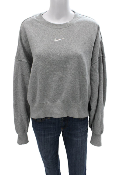 Nike Women Pullover Sweatshirt Gray Crew Neck Long Sleeve Size M
