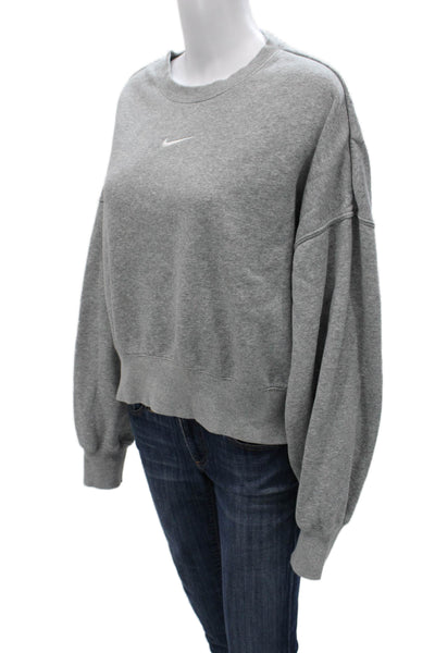 Nike Women Pullover Sweatshirt Gray Crew Neck Long Sleeve Size M