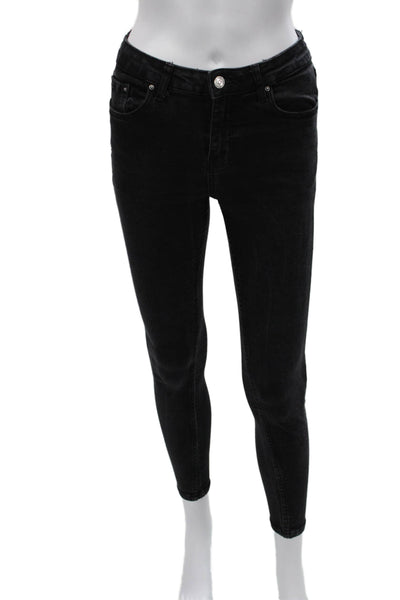 Zara Womens Skinny Jeans Black Cotton Mid Rise Size 4