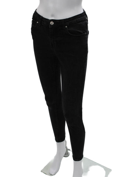 Zara Womens Skinny Jeans Black Cotton Mid Rise Size 4