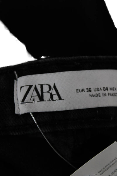 Zara Womens Skinny Jeans Black Cotton Mid Rise Size 4