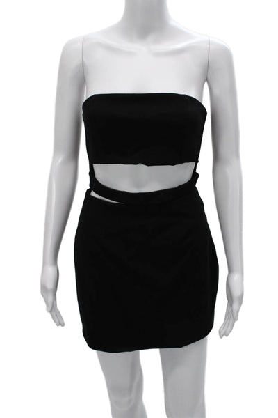 NBD Women Bodycon Off Shoulder Mini Dress Black Sleeveless Zip Size M