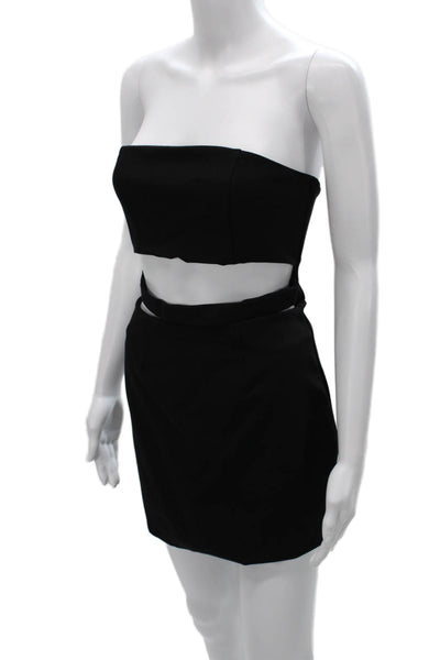 NBD Women Bodycon Off Shoulder Mini Dress Black Sleeveless Zip Size M