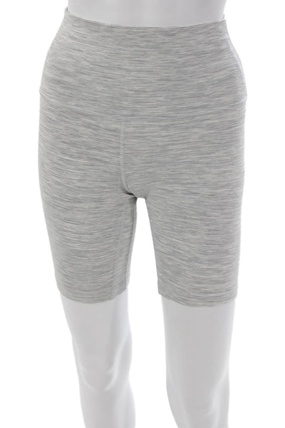 Lululemon Women Biker Shorts Gray Nylon Blend Striped Size 6