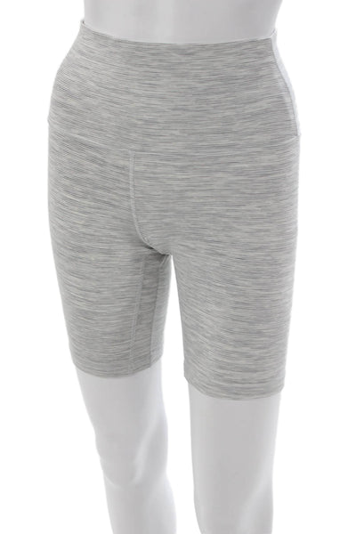 Lululemon Women Biker Shorts Gray Nylon Blend Striped Size 6