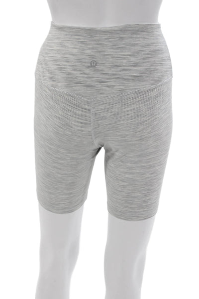 Lululemon Women Biker Shorts Gray Nylon Blend Striped Size 6