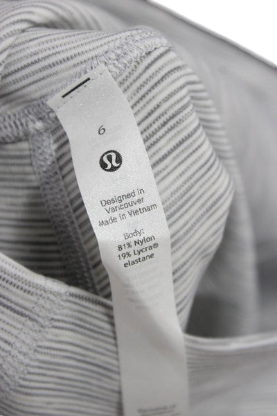 Lululemon Women Biker Shorts Gray Nylon Blend Striped Size 6