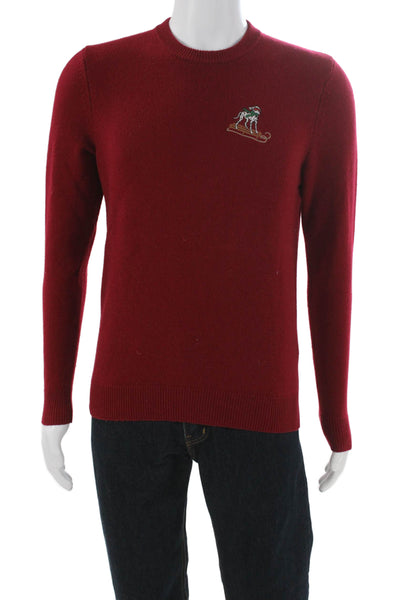 Bonobos Mens Pullover Merino Wool Round Neck Solid Red Long Sleeve Size S