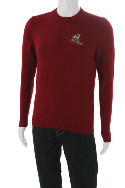 Bonobos Mens Pullover Merino Wool Round Neck Solid Red Long Sleeve Size S