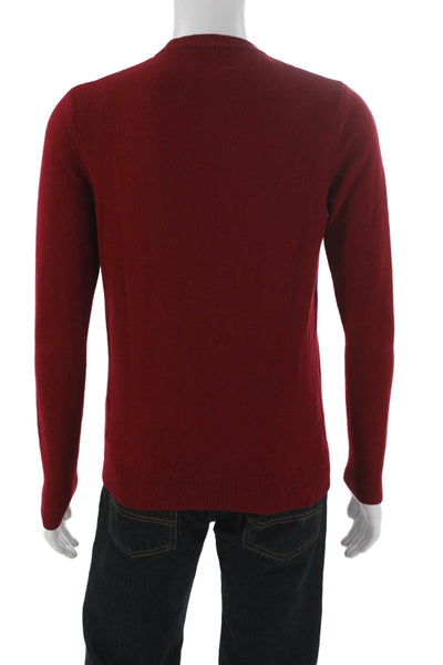 Bonobos Mens Pullover Merino Wool Round Neck Solid Red Long Sleeve Size S
