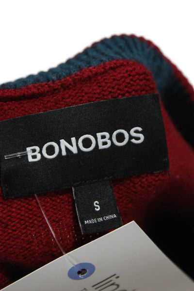 Bonobos Mens Pullover Merino Wool Round Neck Solid Red Long Sleeve Size S