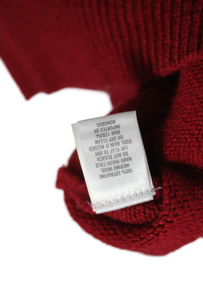 Bonobos Mens Pullover Merino Wool Round Neck Solid Red Long Sleeve Size S