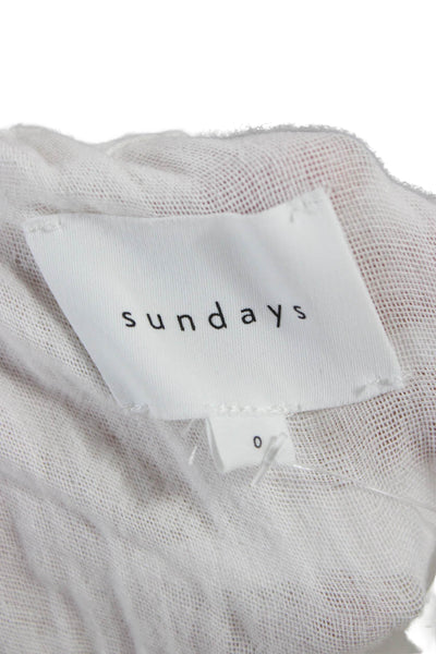 Sundays Women Sundress White Cotton Scoop Neck Knee Length Sleeveless Size 0