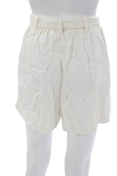 Bishop and Young Women White Silk Paperbag Shorts Size S