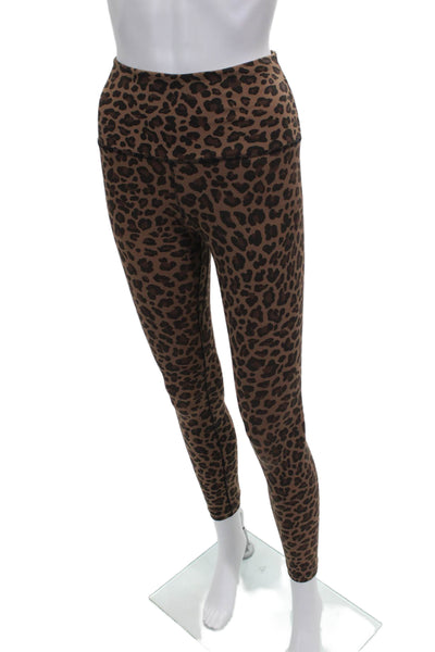 Nike Women Ankle Leggings Brown Leopard Polyester Blend Size XS