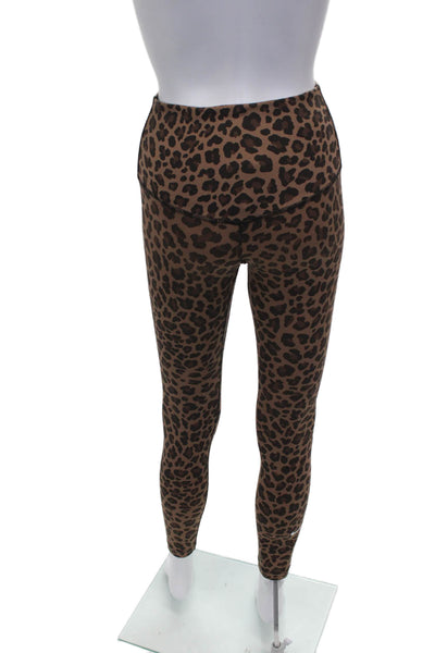 Nike Women Ankle Leggings Brown Leopard Polyester Blend Size XS