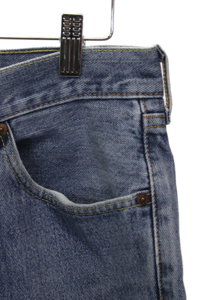 Levis Mens Straight Blue Cotton High Rise Distressed Jeans Size 30