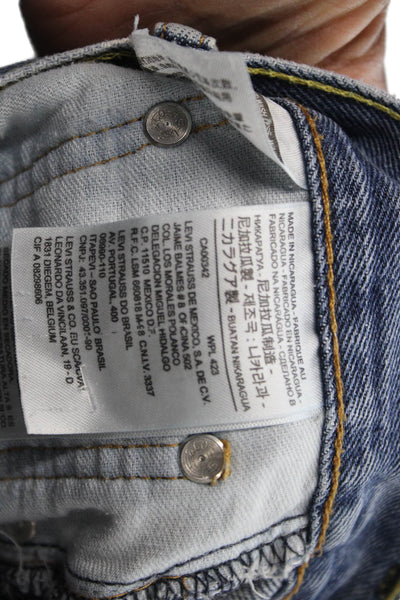 Levis Mens Straight Blue Cotton High Rise Distressed Jeans Size 30