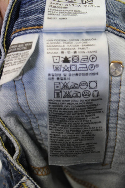 Levis Mens Straight Blue Cotton High Rise Distressed Jeans Size 30
