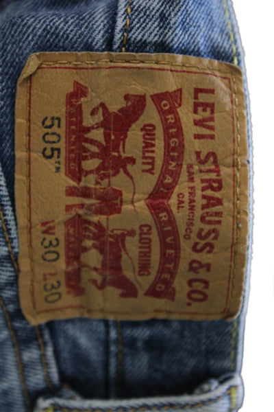 Levis Mens Straight Blue Cotton High Rise Distressed Jeans Size 30
