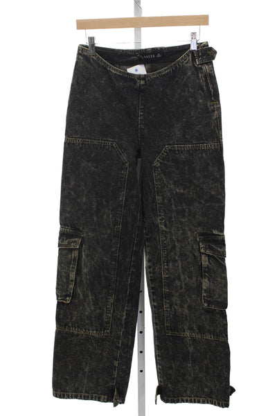 Lioness Women Cargo Pants Black High Rise Zip 29 Inseam Size XS