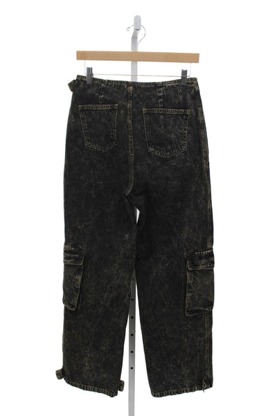 Lioness Women Cargo Pants Black High Rise Zip 29 Inseam Size XS