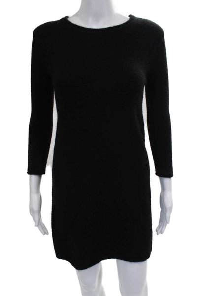 Zara Women Sweater Dress Black Alpaca Long Sleeve Round Neck Size S