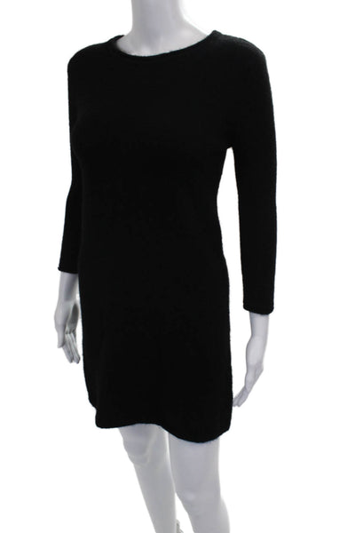 Zara Women Sweater Dress Black Alpaca Long Sleeve Round Neck Size S
