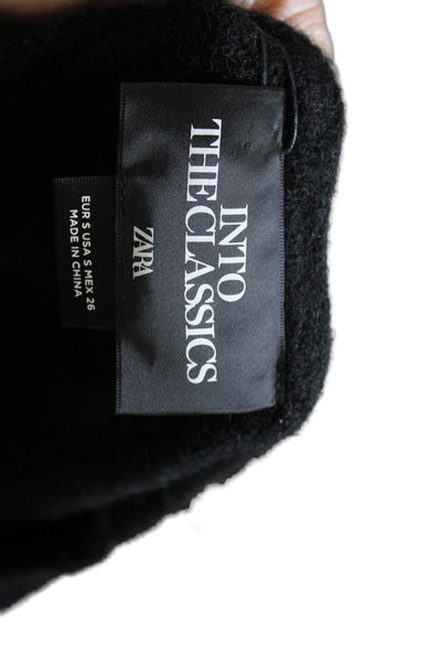 Zara Women Sweater Dress Black Alpaca Long Sleeve Round Neck Size S