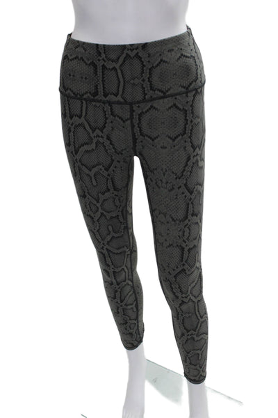Varley Women Ankle Animal Print Gray Leggings 75% Nylon Size XS