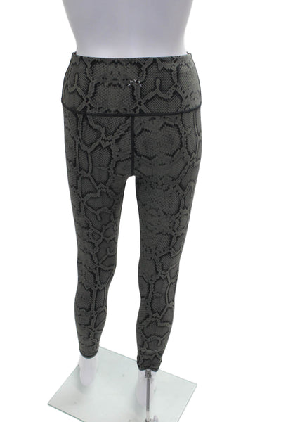 Varley Women Ankle Animal Print Gray Leggings 75% Nylon Size XS