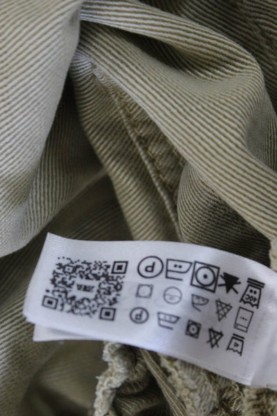 Zara Womens Cropped Beige Drawstring Pants 54% Lyocell 46% Cotton Size S