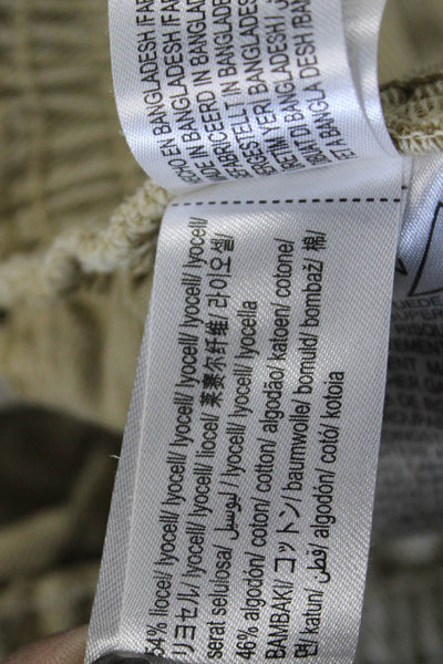 Zara Womens Cropped Beige Drawstring Pants 54% Lyocell 46% Cotton Size S