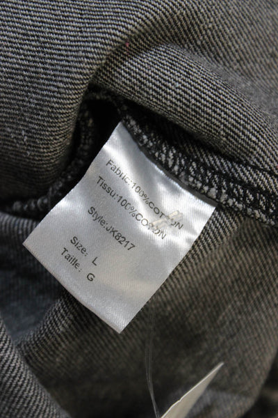 Elan Women Quilted Argyle Gray Collared Button Jacket Long Sleeve Size L