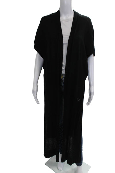 Zara Knit Womens Black Acrylic Blend V Neck Short Sleeve Cardigan Size M