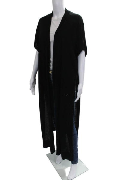Zara Knit Womens Black Acrylic Blend V Neck Short Sleeve Cardigan Size M