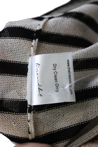 Line & Dot Womens V-Neck Striped Viscose Cardigan Beige Long Sleeve Size L