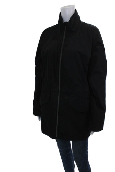 Athleta Womens Windbreaker Black Polyester Zip Long Sleeve Size L